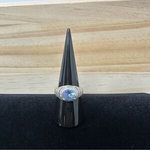 Sterling silver multi colour sparkling stone ring 925